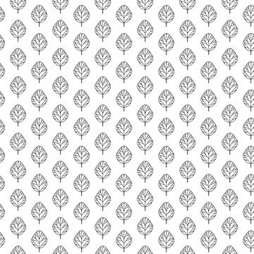Seamless pattern with line leaves. Stock Illustration