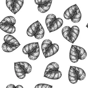 Seamless pattern line monstera leaf sketch hand drawn Stock Illustration