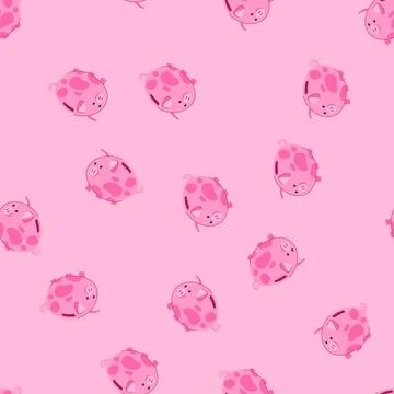Seamless pattern line piggy bank cartoon vector Stock Illustration