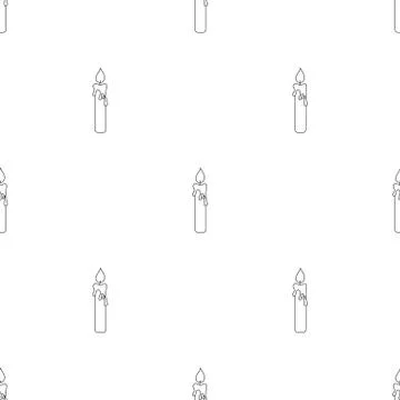 Seamless pattern with line style icon of a candle. Religional concept. Vector Stock Illustration