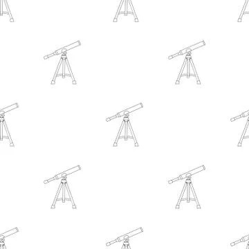Seamless pattern with line style icon of telescope. Silhouette of telescope.  Stock Illustration