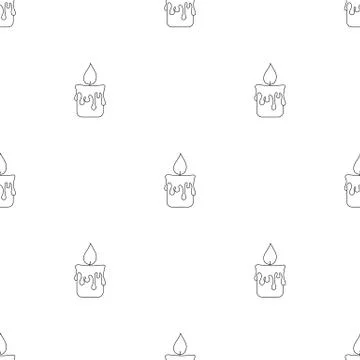Seamless pattern with line style icon of a candle. Religional concept. Vector. Stock Illustration