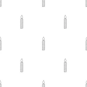 Seamless pattern with line style icon of a candle. Religional concept. Vector. Stock Illustration