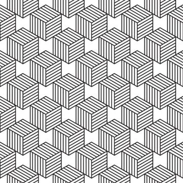 Seamless pattern with line style isometric cubes. Stock Illustration