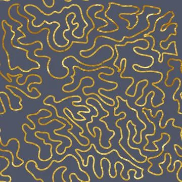 Seamless pattern in line style. wrapping decoration. blue and golden abstract Illustrazione stock