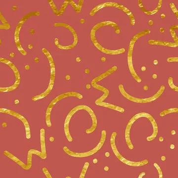 Seamless pattern in line style. wrapping decoration. Red and golden abstrac.. Stock Illustration