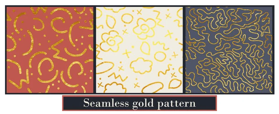 Seamless pattern in line style. wrapping decoration. Set with colored backgro Illustrazione stock