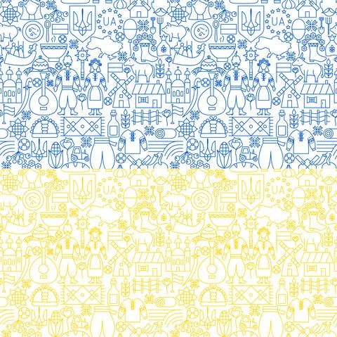 Seamless Pattern Line Ukraine Flag Illustrazione stock