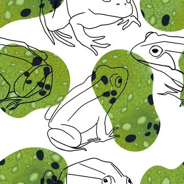 Seamless pattern linear frogs frog texture Illustrazione stock