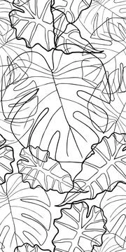 Seamless pattern of linear leaves Illustrazione stock