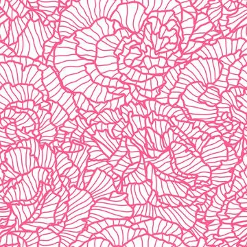 Seamless pattern with linear roses. Beautiful decorative summer flowers. Stock Illustration
