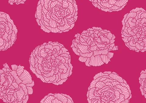Seamless pattern with linear roses. Beautiful decorative summer flowers. Stock Illustration