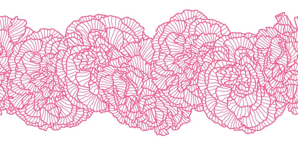 Seamless pattern with linear roses. Beautiful decorative summer flowers. Stock Illustration