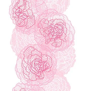 Seamless pattern with linear roses. Beautiful decorative summer flowers. Stock Illustration