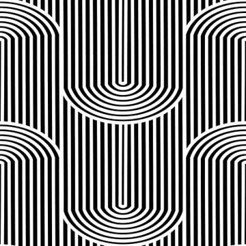 Seamless pattern with linear texture and semicircles Stock Illustration