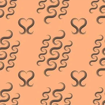 Seamless pattern of lines in the form of waves and hearts. Stock Illustration