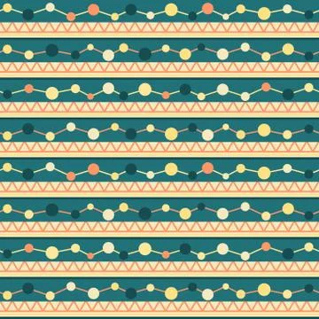 Seamless pattern with lines, zigzag and circles Stock Illustration