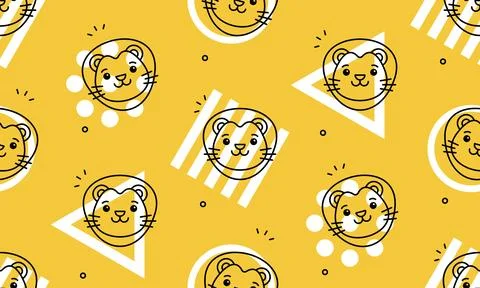 Seamless pattern with lions Illustrazione stock