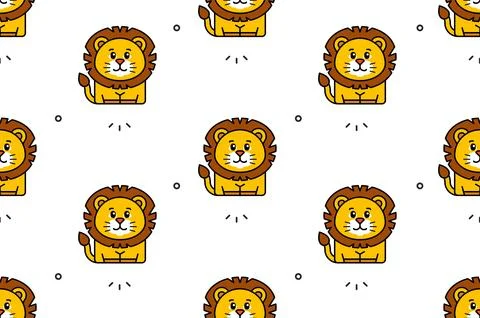 Seamless pattern with Lions Stock Illustration