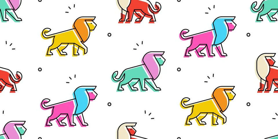 Seamless pattern with Lions Stock Illustration