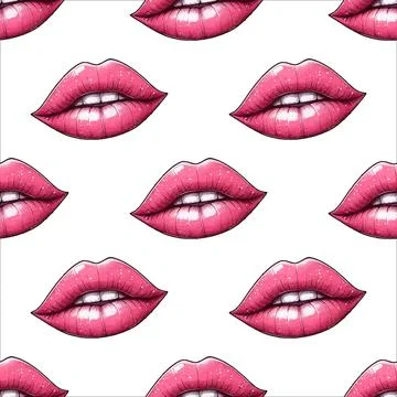 Seamless pattern of lip augmentation procedure. Lips injection of hyaluronic Stock Illustration