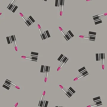 Seamless pattern lip lipstick makeup cartoon vector Stock Illustration