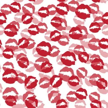 Seamless pattern with a lipstick kiss Stock Illustration
