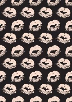 Seamless pattern with a lipstick kiss prints Illustrazione stock