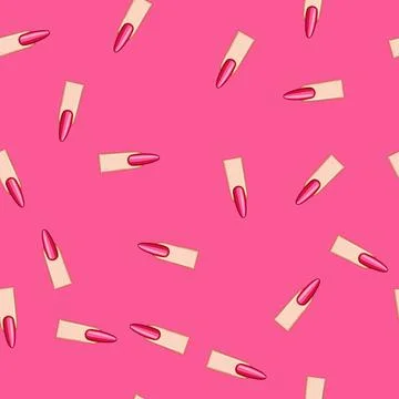 Seamless pattern lipstick nail shape cartoon vector 스톡 일러스트