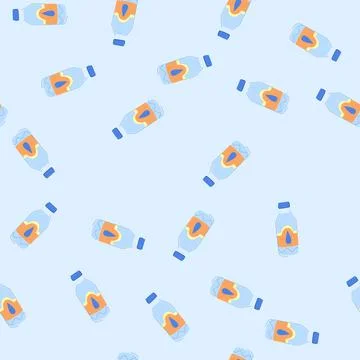Seamless pattern liquid mineral water cartoon vector Stock Illustration