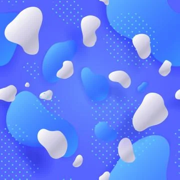 Seamless pattern of Liquid shapes. Blue gradient Stock Illustration