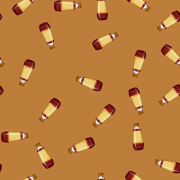 Seamless pattern liquid vinegar bottle cartoon vector Stock Illustration