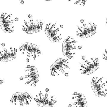 Seamless pattern liquid water splash sketch hand drawn Illustrazione stock