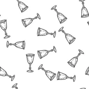 Seamless pattern liquor shot sketch hand drawn Stock Illustration