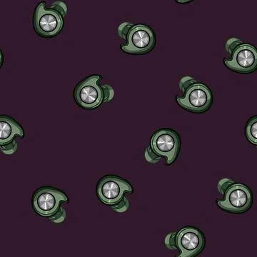 Seamless pattern listen wireless earphones cartoon vector 스톡 일러스트