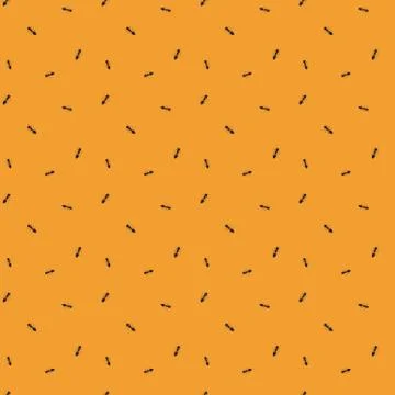 Seamless pattern with little ants. Simple minimalistic illustration on orange Stock Illustration
