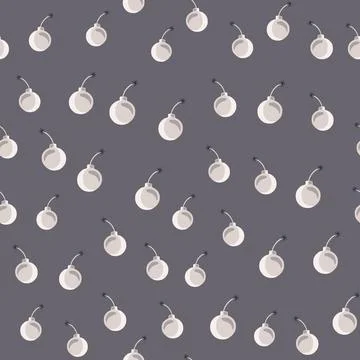 Seamless pattern with little bomb print. Random weapon elements. Grey backgro イラスト素材
