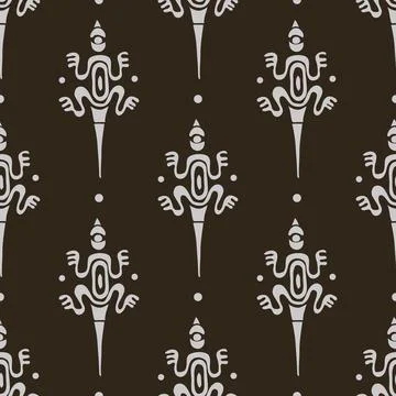 Seamless pattern with lizard in Maori style. Vector illustration Stock Illustration