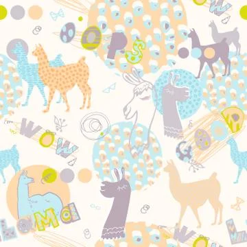 Seamless pattern with llama Illustrazione stock