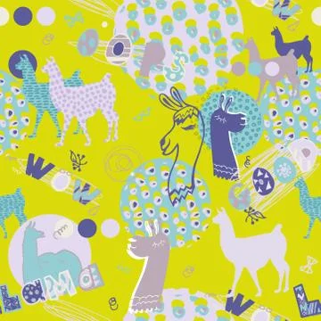 Seamless pattern with llama Stock Illustration