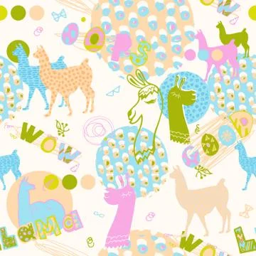 Seamless pattern with llama Stock Illustration