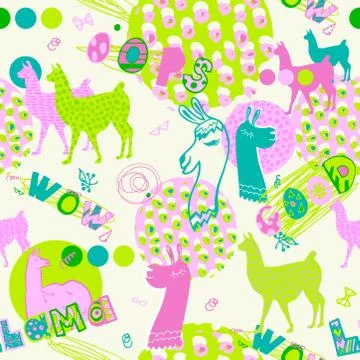 Seamless pattern with llama Stock Illustration