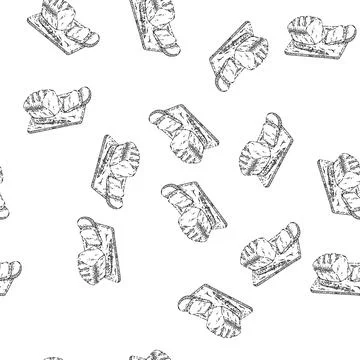 Seamless pattern loaf bread sketch hand drawn Stock Illustration