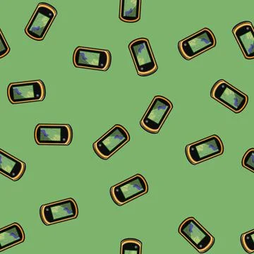 Seamless pattern location gandheld gps cartoon vector Illustrazione stock