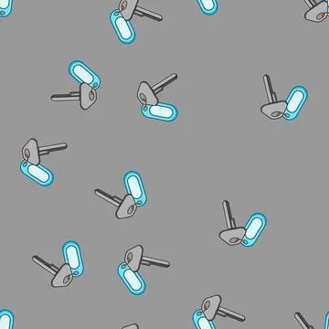 Seamless pattern lock door key hotel cartoon vector Stock Illustration