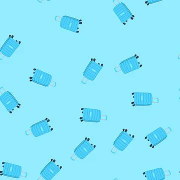 Seamless pattern lock hard shell suitcase cartoon vector Stock Illustration
