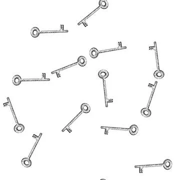 Seamless pattern lock skeleton key sketch hand drawn Stock Illustration