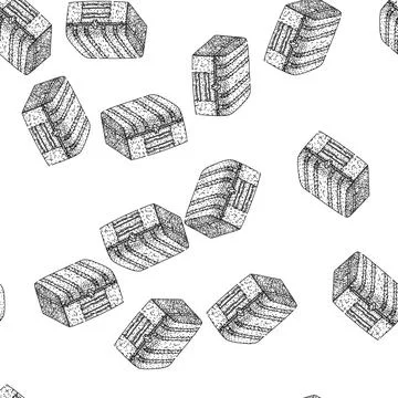 Seamless pattern lockbox antique chest sketch hand drawn Stock Illustration