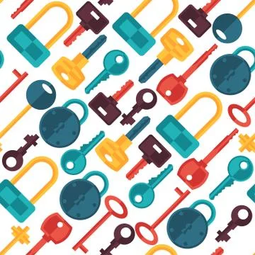 Seamless pattern with locks and keys icons Stock Illustration