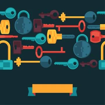 Seamless pattern with locks and keys icons Stock Illustration